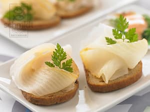 Heilbot, gerookt, gesneden